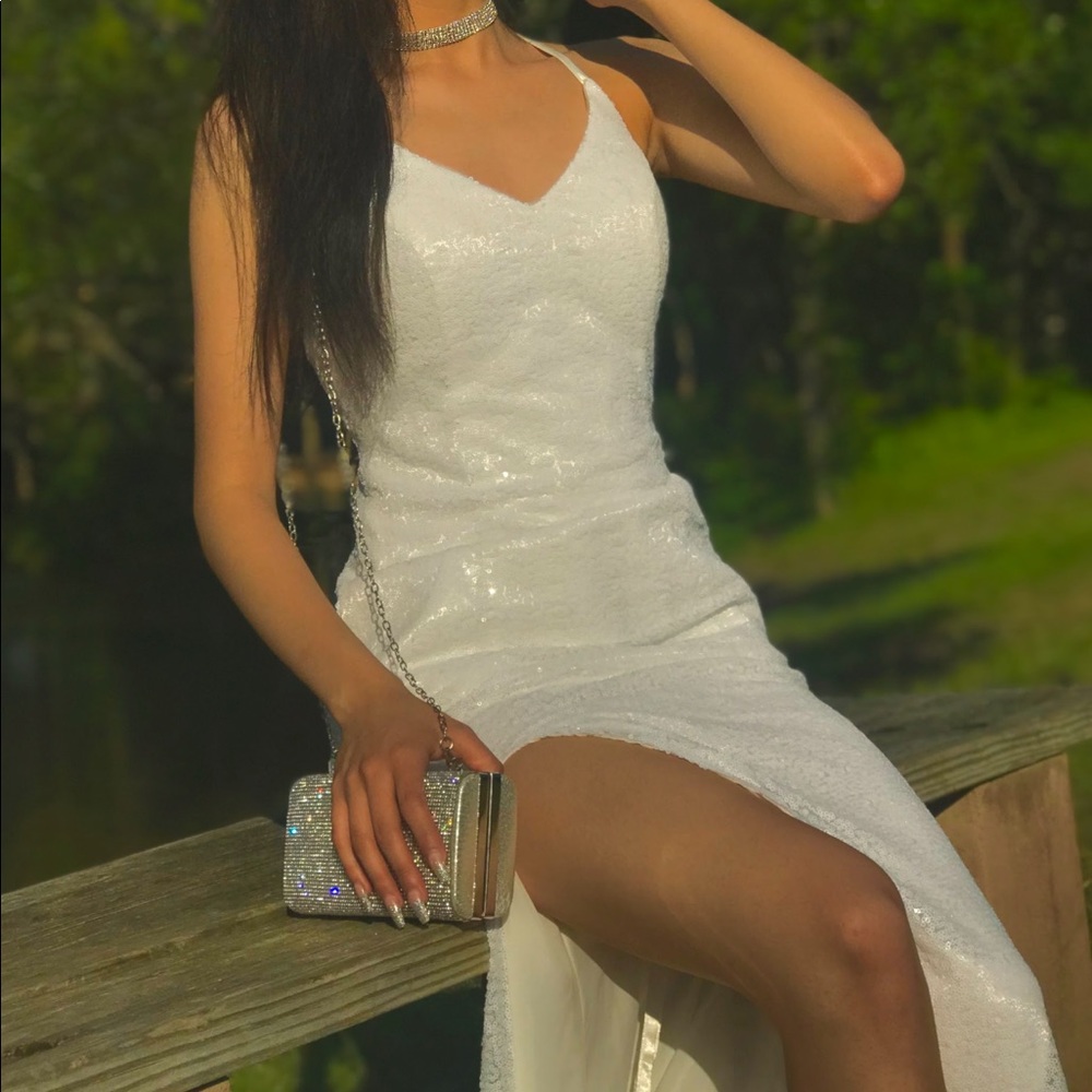 White glitter prom dress!